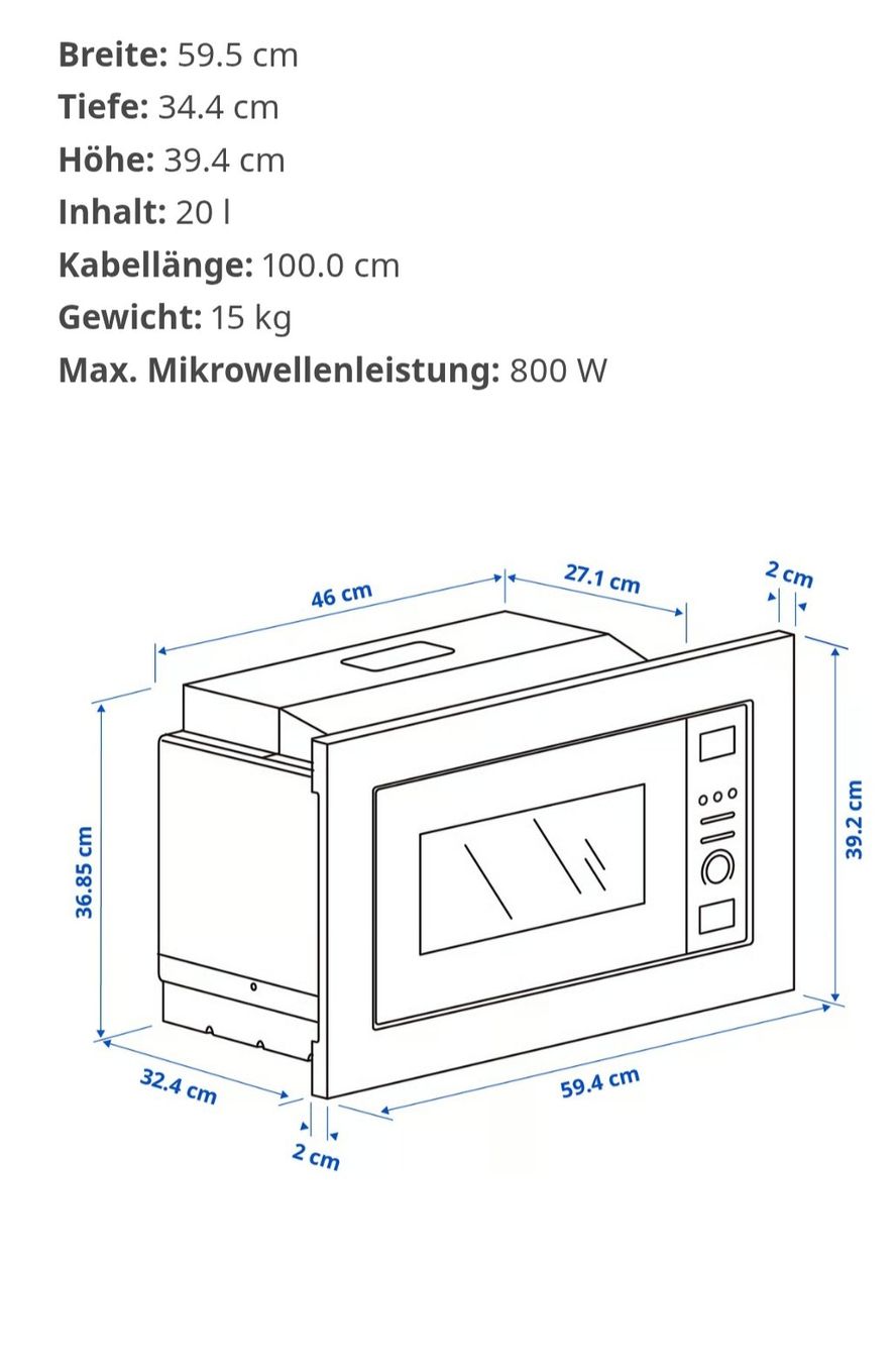 Forni: IKEA Lagan Einbaumikrowelle, neu – Nuovo (secondo la descrizione) da Dietikon venduto da noorbee 3