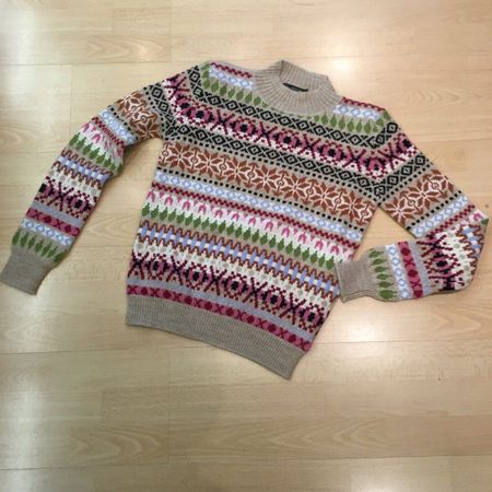 Max Mara Weekend LA Strick Pulli Norweger beige drot grün 36
