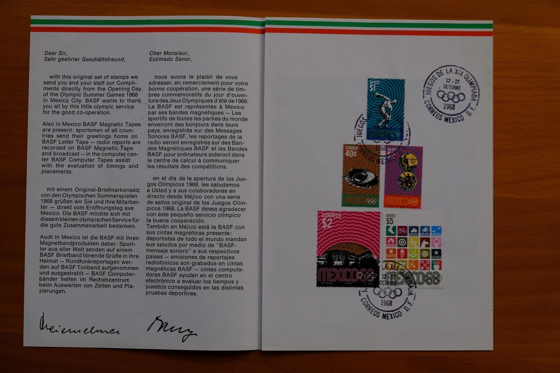 Alle Briefmarken: Folder Mexico Olympia 1968 (BASF) – Gebraucht aus Baar von Asmara111 1