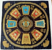 Superbe foulard HERMES-Paris "Poste et Cavalerie" 1987 + box