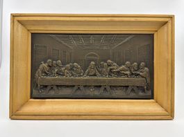 Relief Wandbild "Das letzte Abendmahl" im Holzrahmen