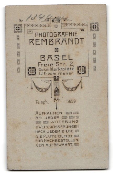 Fotografie & Manifesti: Fotografie Rembrandt, Basel, Freie-Str.  – Usato da Berlin venduto da bartko-reher 1