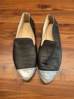 Schwarze Espadrilles Gr. 41 Lederschuhe Elegant