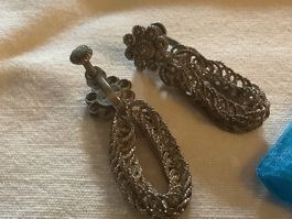 Ohrringe 2-teilig Metall Vintage Retro Design gute Erhaltung