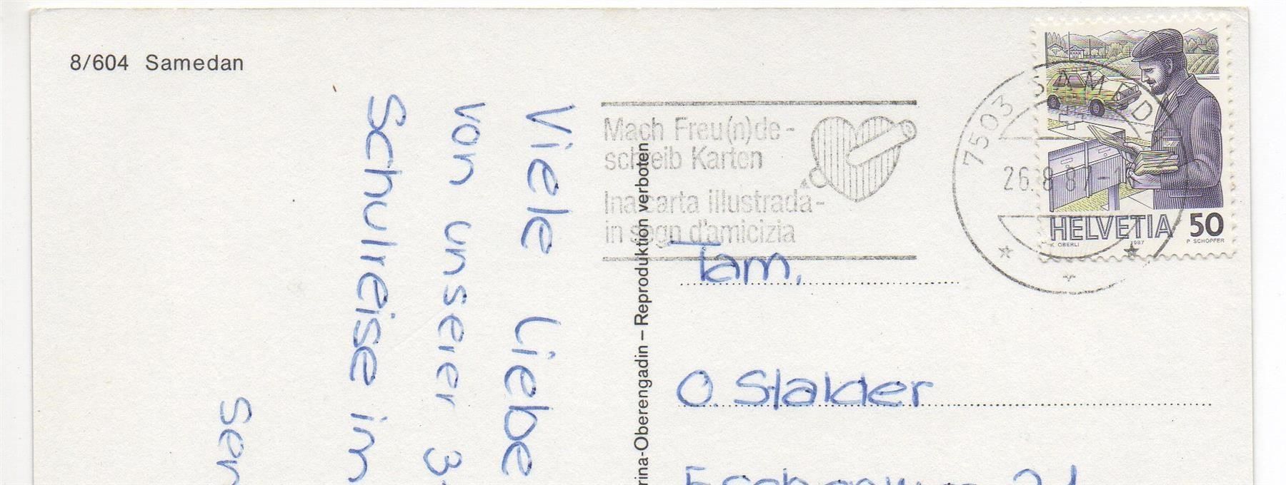 Ansichtskarten: SAMEDAN – Gebraucht aus Jona von philajona 1