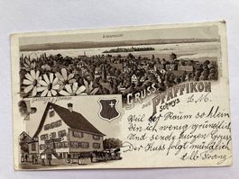 GRUSS AUS PFÄFFIKON SCHWYZ 1904 , 2-BILD-GUGGENHEIM-LITHO