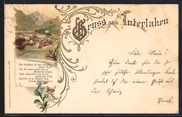 Litho Interlaken, Ortsansicht aus der Vo