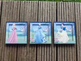 3 Disney Prinzessinnen Bilder Set 16x16 cm gerahmt