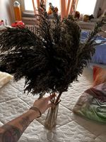 Trockenblumen Schilf Deko Strauss dunkelgrau gepflegt