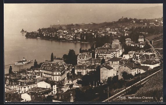 Cartes postales: Montreux-Clarens, Teilansicht mit Dampfe – D'occasion à Berlin par bartko-reher