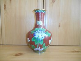 Schöne Cloisonné Vase, Höhe 21.5cm