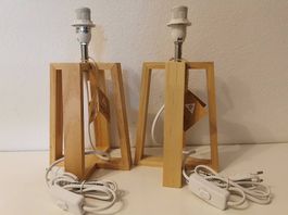 2x Tischlampe Holz Skandi Design Nachttischlampe E14 NEU