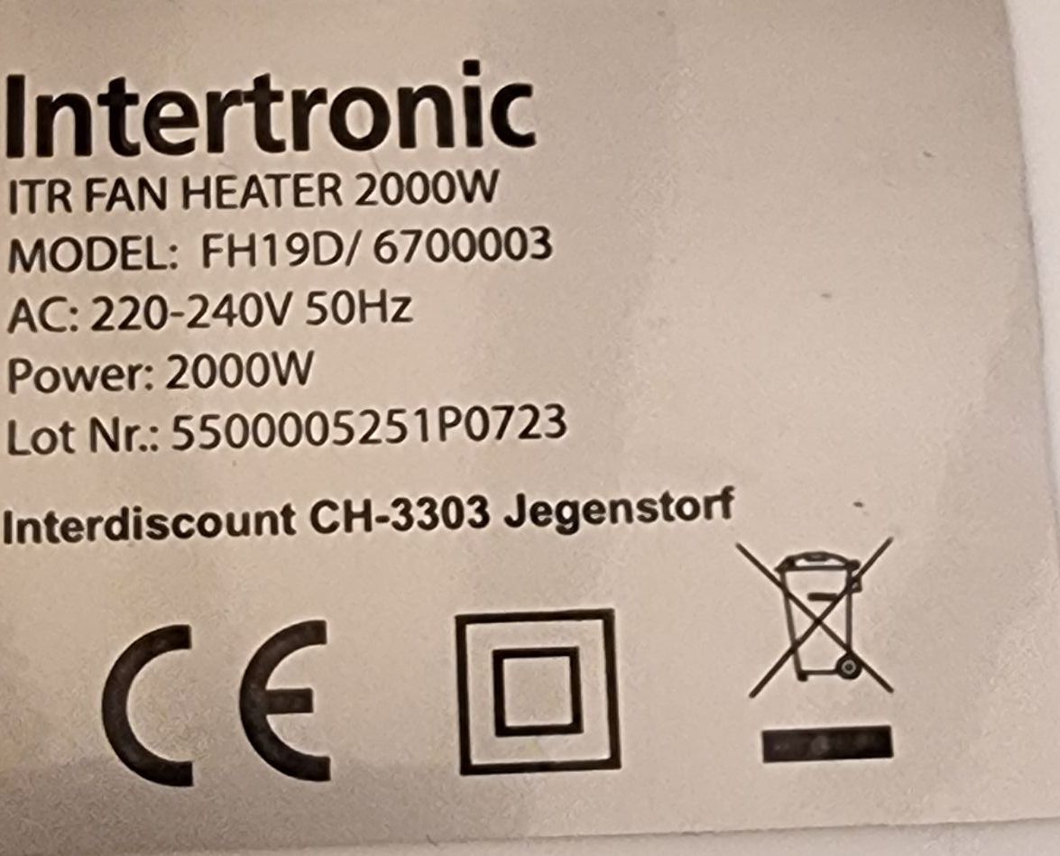 Heizgeräte: Intertronic Heizgerät FH19D – Gebraucht aus Gunten von asa017 1