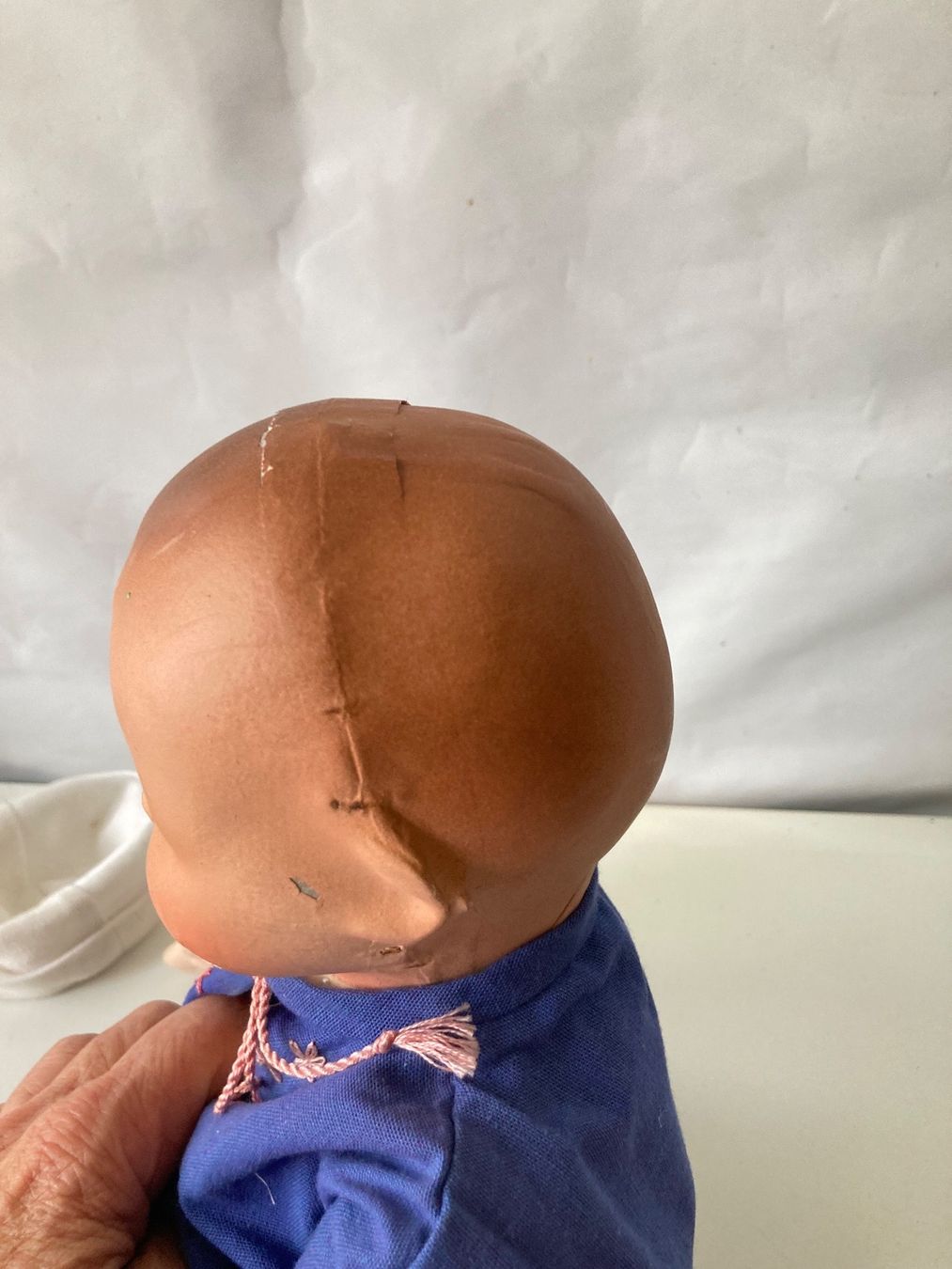 Bambole: Puppenkind Pappmaché Kopf Stoffkörper 40cm – Usato da Allschwil venduto da Maline1 5