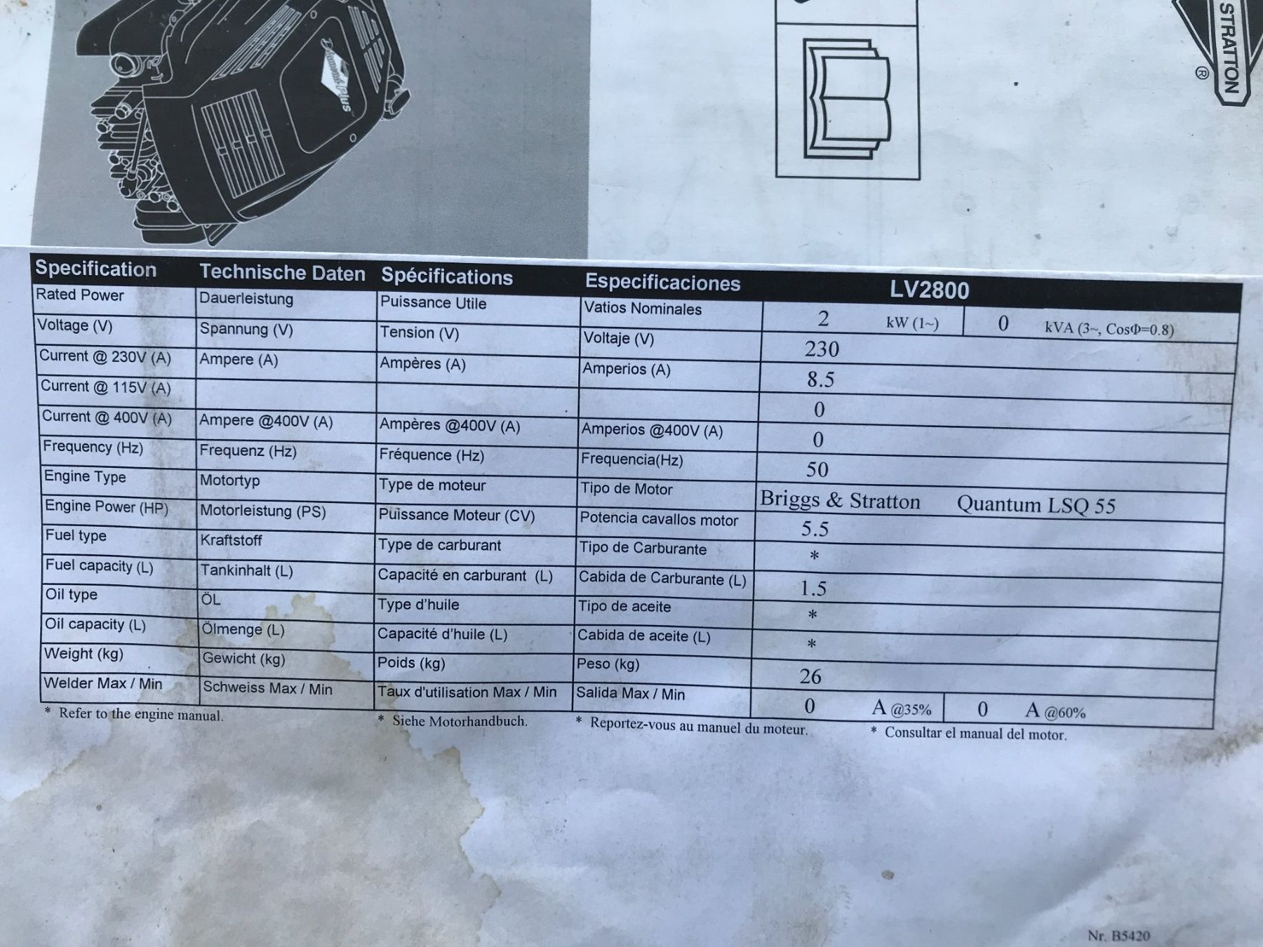 Generac Generatori di corrente: Generator "Generac LV 2800 / Briggs and Stratton LSQ 55" – Nuovo (secondo la descrizione) da Niederscherli venduto da Lucia16 6