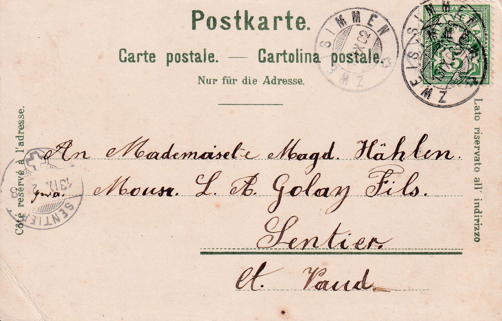 Cartoline postali: Lenk   BE  im Simmental          um  1 9 0 2 – Usato da Brig venduto da Valcards54 1