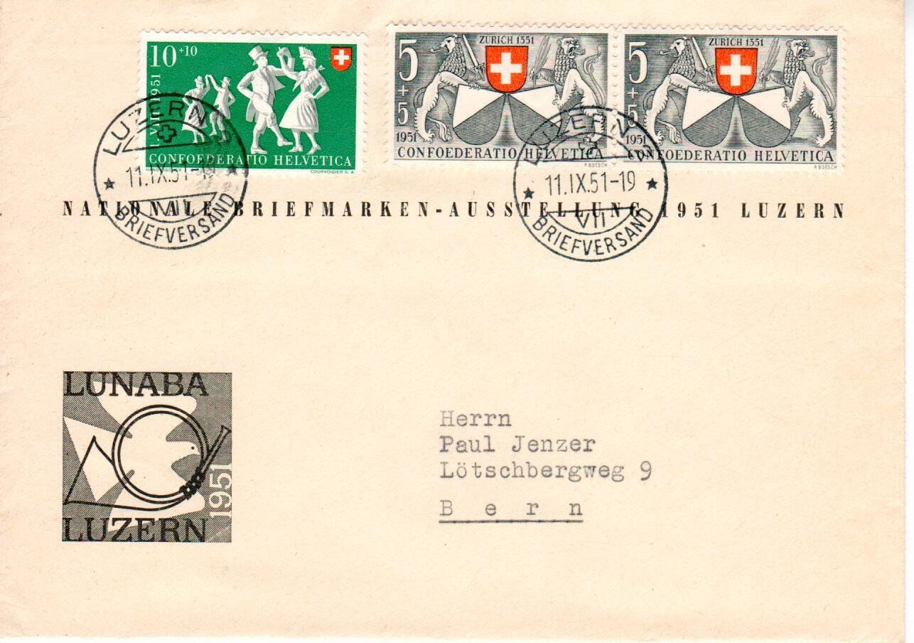 Alle Briefmarken: Brief LUNABA 1951 – Gebraucht aus Wolhusen von Curver9