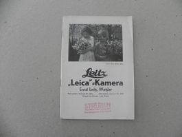 Buch /Heft Prospekt Leitz Leica - Kamera 1931 Foto Zubehör