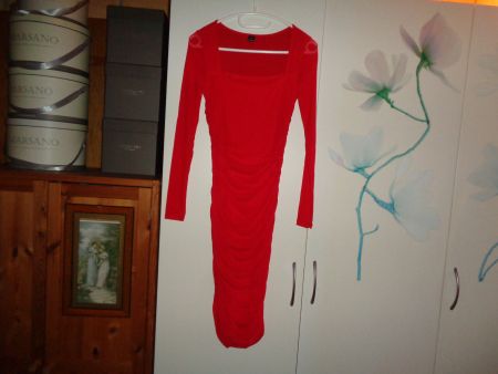 *** rotes Maxikleid *** Raffungen / Neu