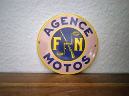 Emailschild FN Motorrad Werkstatt Garage Logo Emaille Schild