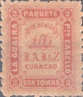 Venezuela 2 Reales Schiffspostmarke Curacao/St.Thomas-Linie
