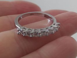 Ring 925 Silber mit Moissanit Diamant-Ersatz, Gr. 54.5 (Neu)