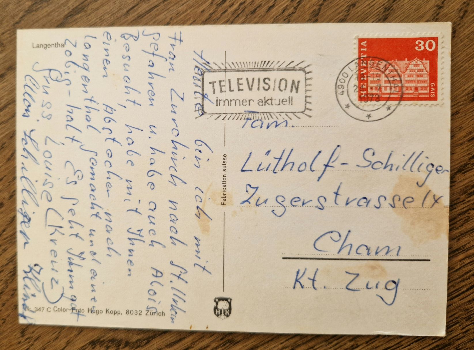 Cartes postales: Bank in Langenthal, 1973 – D'occasion à Ebikon par Donar50 1