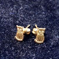 Boucles d'oreille Chat 18 K - excellent état
