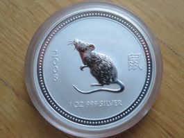 Lunar I Serie Münze Maus 2008  / 1Unze Silber