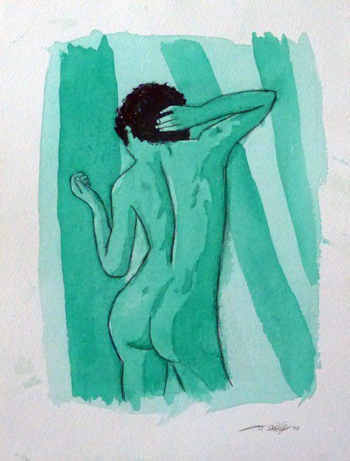 Gemälde: Original-Aquarell "Akt in grün" – Gebraucht aus Dietikon von immortal-stars