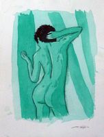 Original-Aquarell "Akt in grün"