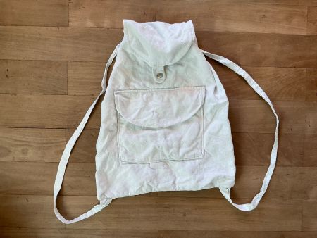 Nostalgischer Rucksack Baumwolle Weiss mit Tasche gebraucht