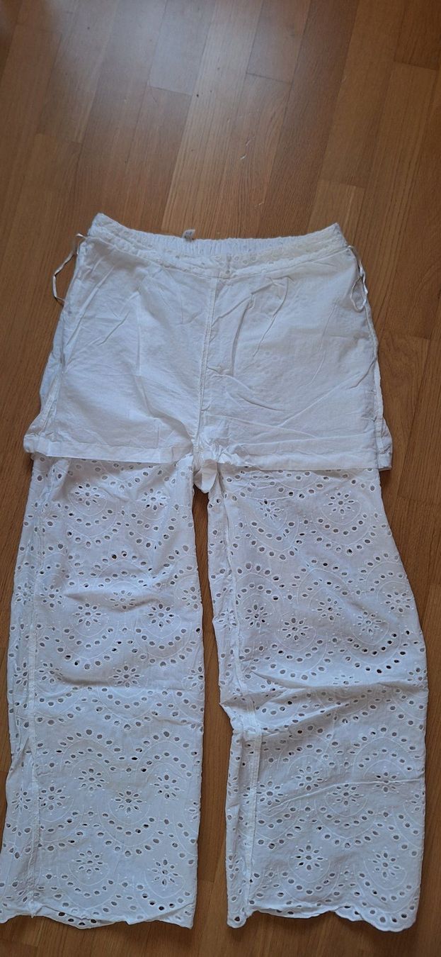 Etam Pantaloni: pantalon d'été ajouré écru – Nuovo e nell'imballaggio originale da Lussery-Villars venduto da pousinete02 5