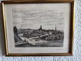 Alte Ansicht von Bern Stich gerahmt gebraucht