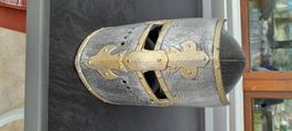 Ritterhelm Verkleidung Silber/Gold neuwertig