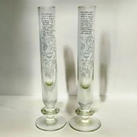 Paire bougeoirs vases soliflore en verre soufflé La Rochère