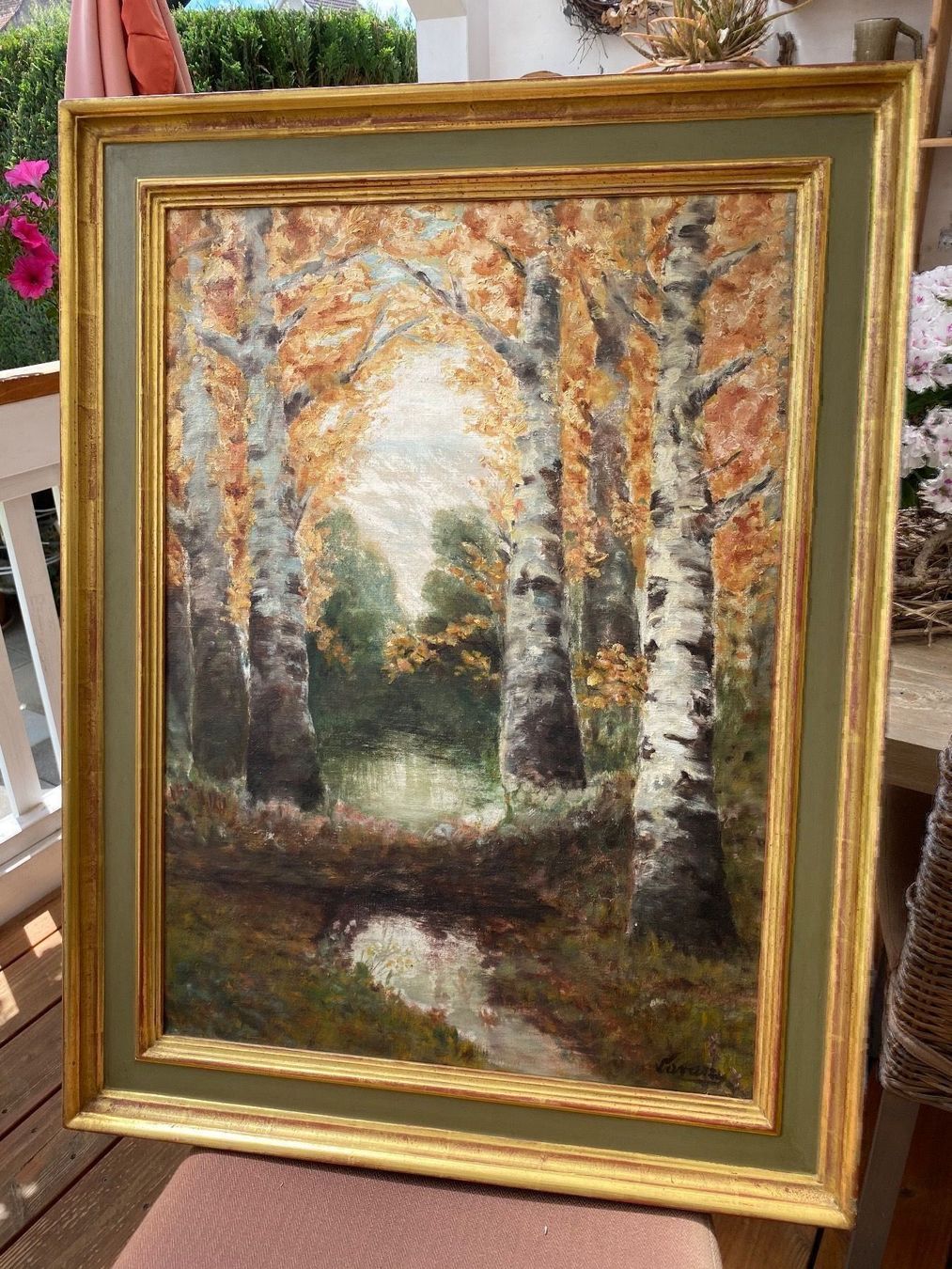 Dipinti: Antikes Ölbild Birkenwald mit Bach – Usato da Rünenberg venduto da Fendi02 1