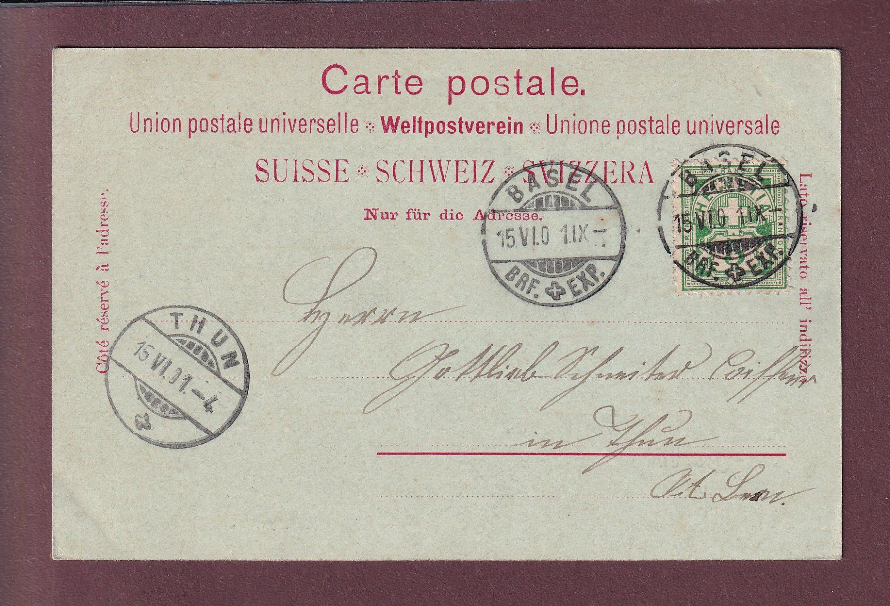 Cartoline postali: Gruss aus BASEL - 1901 – Usato da Pully venduto da nicecards 1