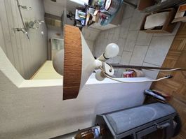 Stehlampe mit 3 Lichtern und Holzapplikation