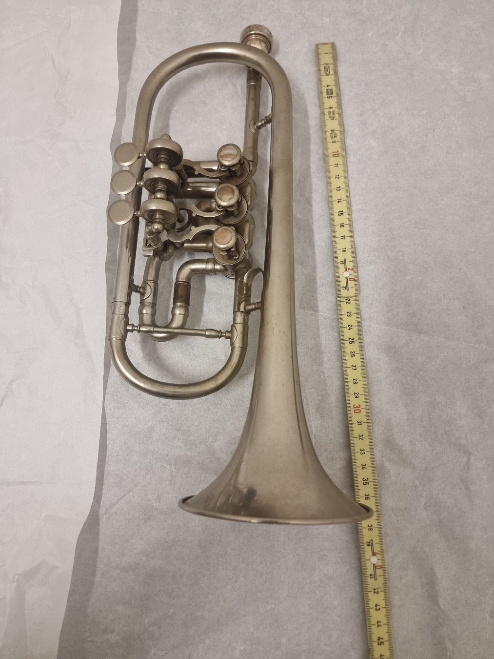 Strumenti musicali: Cornet, silber, mit Mundstueck, gebraucht – Usato da Olten venduto da Mezopotamya