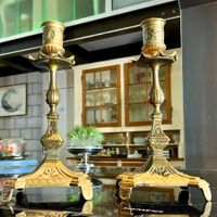 JUGENDSTIL 2 KERZENHALTER BRONZE FRANKREICH UM 1900