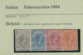 Italien-Paketmarken 1884 ungebraucht * mit sauberen Erstfalz