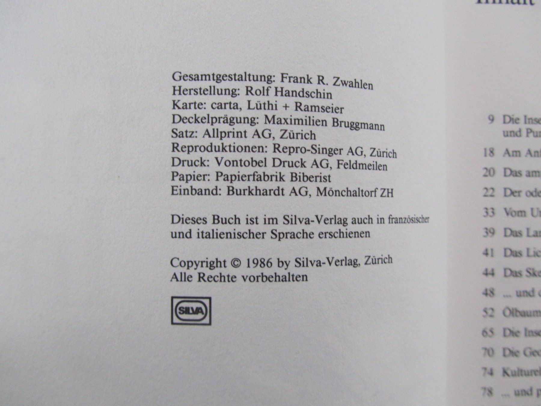 Libri: Griechische Inseln - Silva Buch von 1986 – Usato da Weiningen ZH venduto da dietsch57 2