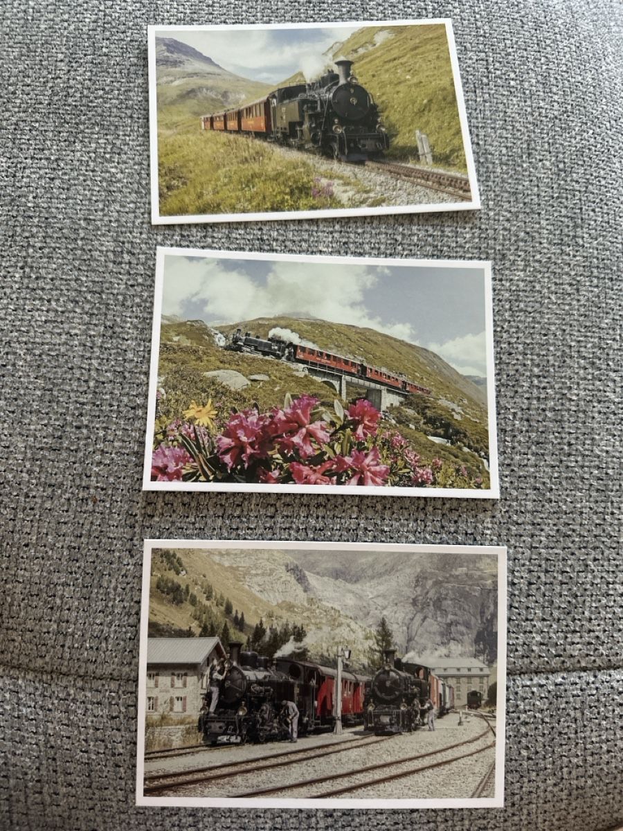 Cartoline postali: 3 Dampflok Ansichtskarten/Postkarten Furka Bergstrecke – Nuovo e nell'imballaggio originale da Zuchwil venduto da paedward