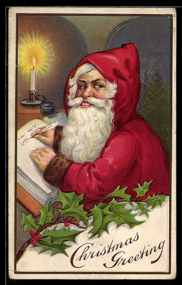 Cartes postales: Litho Weihnachtsmann bei Kerzenlicht sch – D'occasion à Berlin par bartko-reher