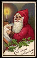 Litho Weihnachtsmann bei Kerzenlicht sch