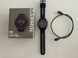 Garmin epix V2 Pro 47mm Titan, Saphir +Topo Karte Schweiz V2