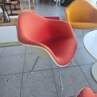 1x 1970 Vitra Eames DAX Chair Fiberglas Stoff Rot Stuhl 2/2