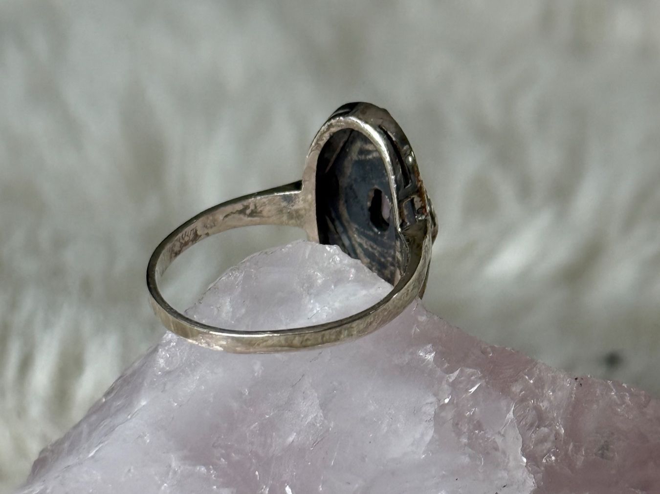 Anelli: Vintage Silberring 925 mit lila Stein – Usato da Istighofen venduto da Ringparadies 1