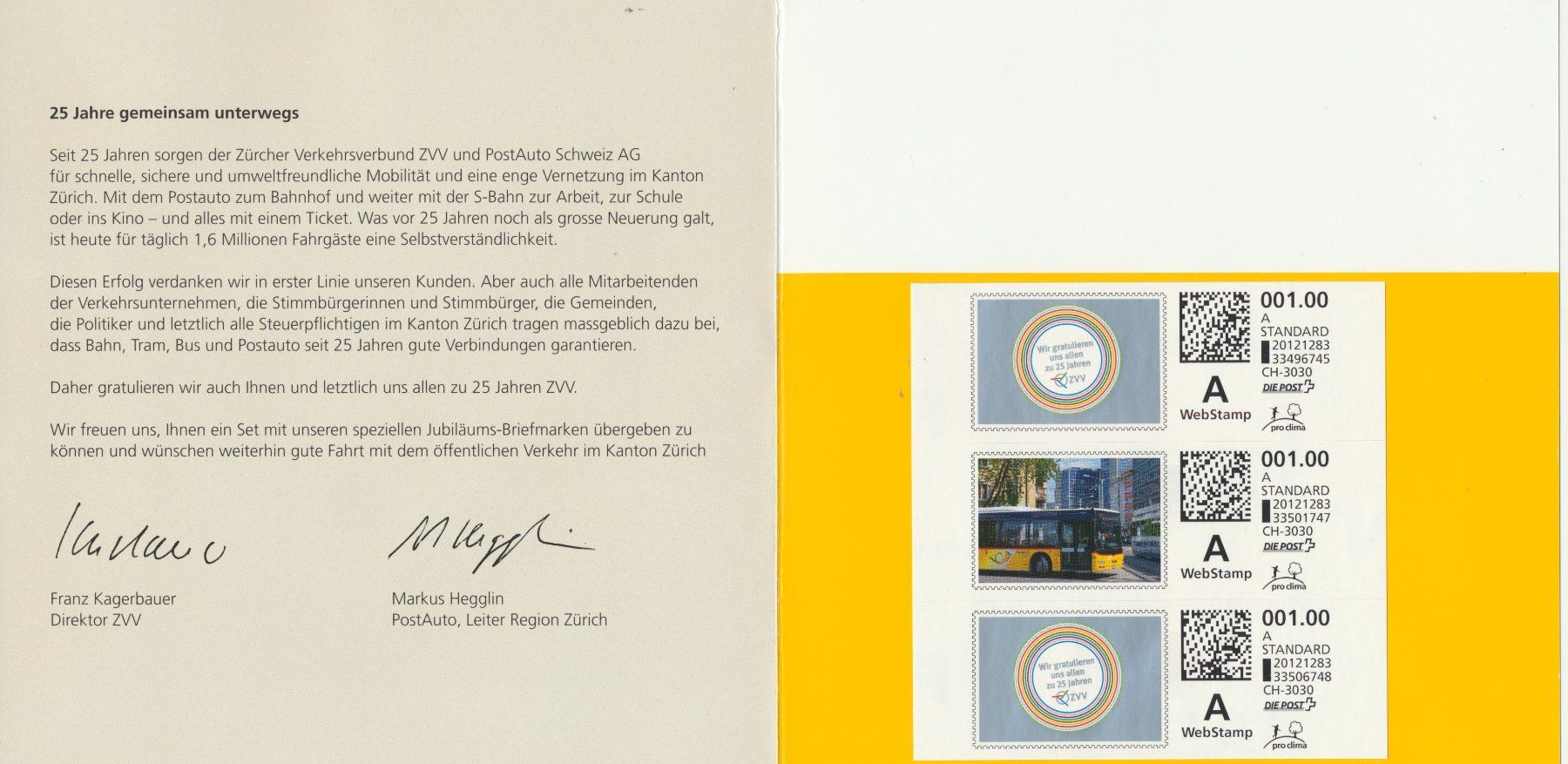 Tutti i francobolli: 2015 "25 Jahre ZVV" - WEBSTAMP der Post, ** postfrisch – Nuovo (secondo la descrizione) da Winterthur venduto da Zupogeru 1